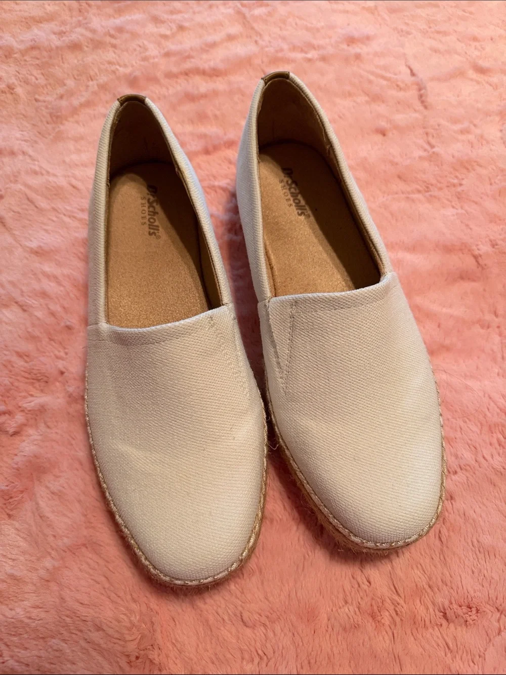 Dr. Scholl’s Off-White Canvas Espadrille Slip-Ons
